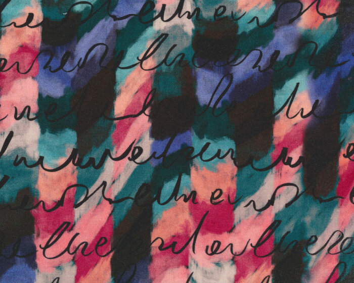 Viskosejersey BIANDA, Wellen-Schrift, Hilco