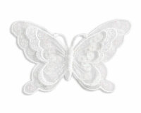 Applikation Schmetterling aus Organza, bestickt, weiß, Prym