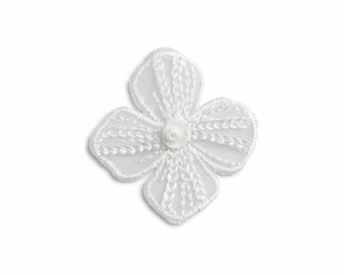 Applikation Blümchen mit Perle, bestickt, weiß, Prym