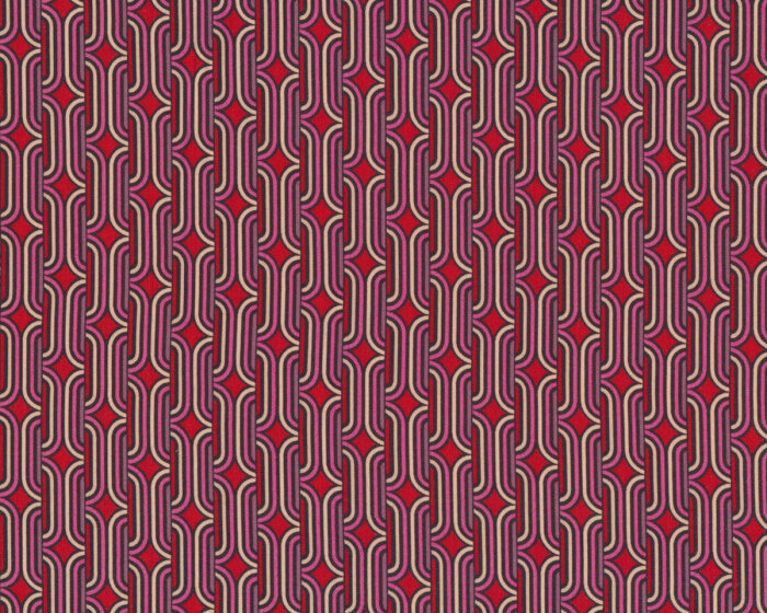 Viskosestoff FLOREAN, Ornamentstreifen, rot, Hilco