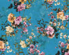 Baumwolljersey FLOWERS, Blumenranken, petrolblau