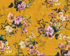 Baumwolljersey FLOWERS, Blumenranken, senfgelb