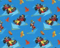 Baumwolljersey MICKEYS RACE, Mickey-Mouse als Renn-Pilot