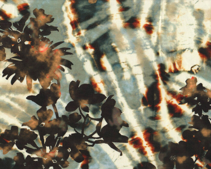 Sweatstoff MARISKA, Schattenblüten, braun-grüngrau, Hilco
