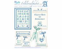 Stickvorlage: Folklorealphabet, blau, Lindners Kreuzstiche