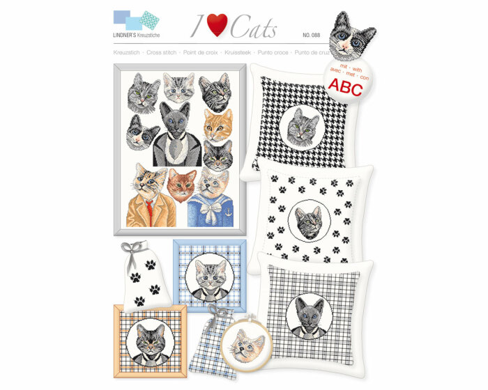 Stickvorlage: I love Cats, Lindners Kreuzstiche