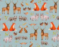 Baumwolljersey MIES & MOOS, Winter-Tiere, eisblau