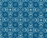 Sweatstoff PRETTY BLOOM, Ornamentblumen, türkisblau, Lycklig Design