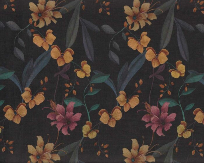 Bio-Baumwollstoff NIGHT ORCHID, Orchideen, C. Pauli