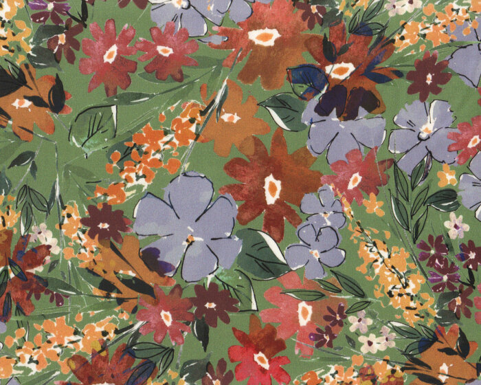 Baumwollstoff mit Stretch FLOWER, Blumen, helllila