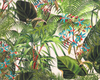 Deko-Baumwollsatinstoff GUINEA, Fächerpalmen, grün