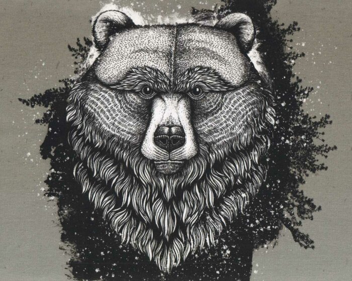 85-cm-Panel Sweatstoff GRIZZLY by Thorsten Berger, natur dunkel