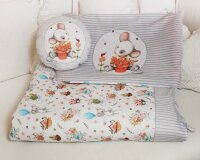 2,75 m-Panel Baumwollstoff für Kinderbettwäsche SPRING JOY, Maus Matt, Birgit Boley