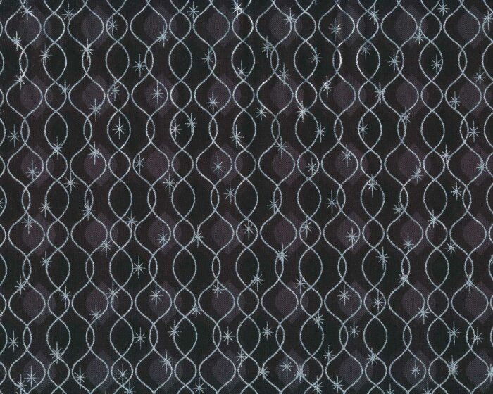 Metallic-Patchworkstoff MAGIC CHRISTMAS, Oval-Ketten, anthrazit-silber metallic