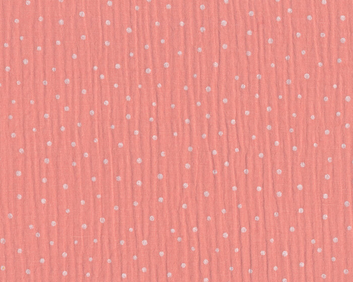 Baumwollstoff DOUBLE GAUZE DOTS, Punkte, lachsrosa, Hilco