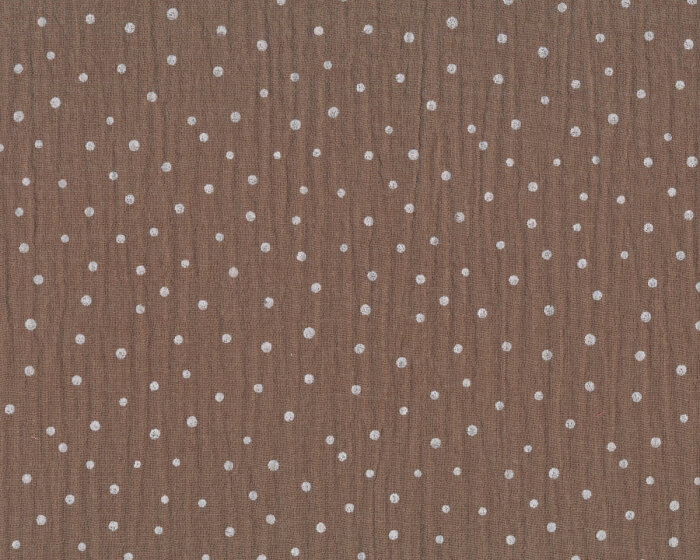 Baumwollstoff DOUBLE GAUZE DOTS, Punkte, schlammbraun, Hilco