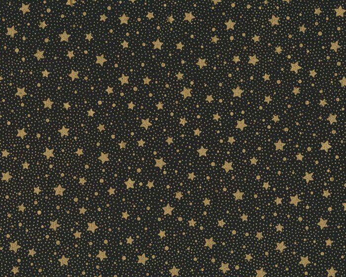 Metallic-Patchworkstoff HOLIDAY FLOURISH, Sterne, schwarz-gold, Robert Kaufman