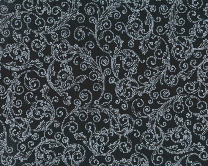 Metallic-Patchworkstoff HOLIDAY FLOURISH, Ranken, schwarz-silber, Robert Kaufman