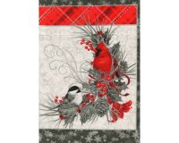 60-cm-Rapport Metallic-Patchworkstoff WINTERS GRANDEUR, Weihnachtsvögel, Robert Kaufman