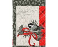 60-cm-Rapport Metallic-Patchworkstoff WINTERS GRANDEUR, Weihnachtsvögel, Robert Kaufman