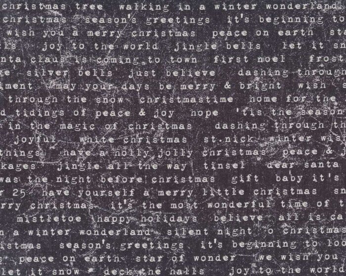 Patchworkstoff ECLECTIC ELEMENTS YULETIDE, Schrift, anthrazit, Tim Holtz