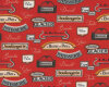 Patchworkstoff PENICHE, Paris Schrift, tomatenrot
