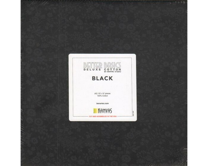 Precuts Layer Cake BETTER BASICS DELUXE, schwarz, Benartex
