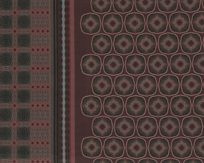 Scuba-Print GATSBY, Ornamentmuster-Bordüre, weinrot, Toptex