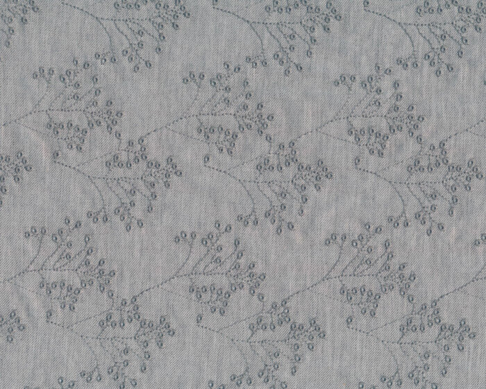 Baumwollstoff BERRY mit Lochstickerei, Zweige, grau, Toptex