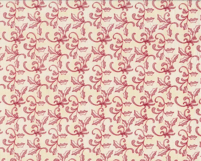 Patchworkstoff HOME FOR THE HOLIDAYS, Ilex-Ranken, creme, Studio E