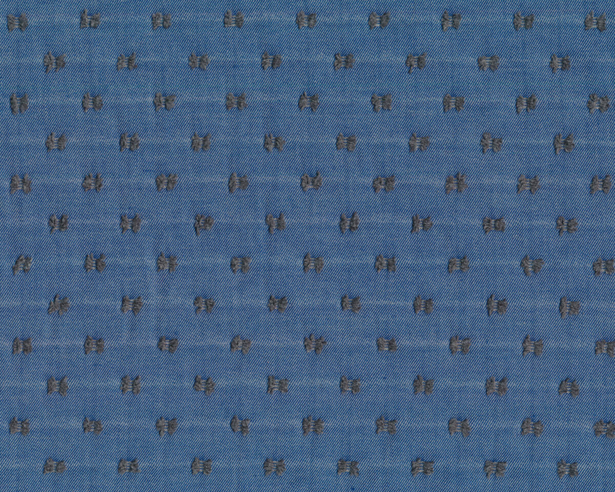 Baumwoll-Viskosestoff SCHLEIFE, eingewebte Fäden, blau, Toptex, 34