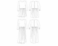 Zwischenmass Schnittmuster RETROKLEID MIT LANGEN ÄRMELN 168 K (Kleiner Umfang)