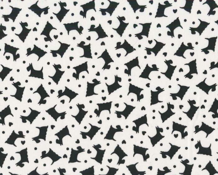 Patchworkstoff BETTER BASICS DELUXE, Terrier, weiß-schwarz, Benartex
