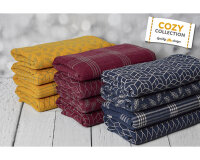 Jacquardjersey COZY COLLECTION, Würfel-Geometrie, weinrot, Lycklig Design