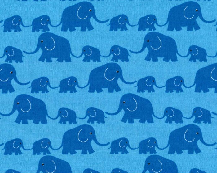 Westfalenstoff JUNGE LINIE kbA, Elefanten, kräftiges hellblau-aquablau