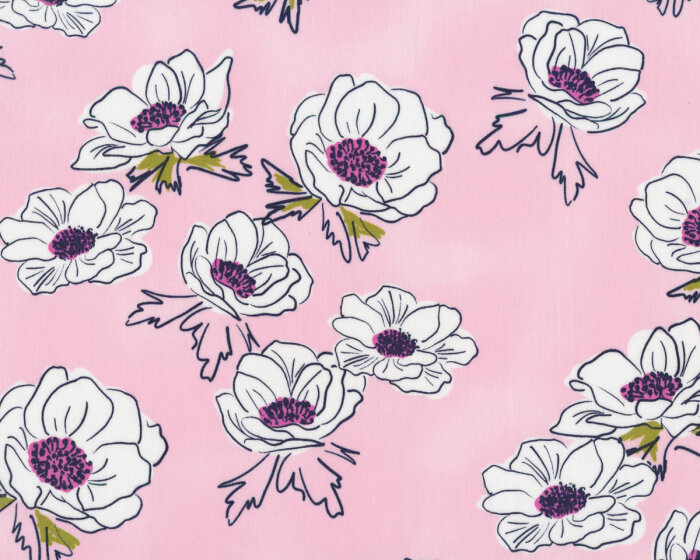 Popeline-Patchworkstoff TROUVAILLE, Blüten, rosa, Art Gallery