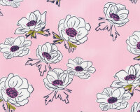 Popeline-Patchworkstoff TROUVAILLE, Blüten, rosa,...