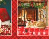 60-cm-Rapport Patchworkstoff FIRESIDE KITTENS, Katzen-Weihnachtsbilder, Henry Glass