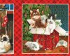60-cm-Rapport Patchworkstoff FIRESIDE KITTENS, Katzen-Weihnachtsbilder, Henry Glass