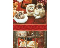 60-cm-Panel Patchworkstoff FIRESIDE KITTENS, Katzen-Weihnachten, Henry Glass