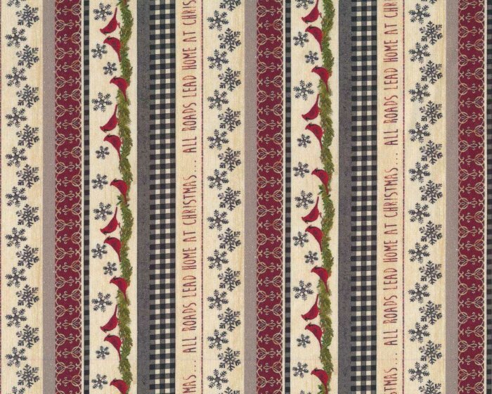 Patchworkstoff SNOW VILLAGE, Weihnachts-Streifen, beige, Benartex