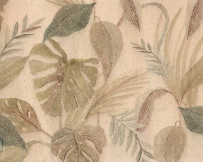 Italienische Bourette-Seide INAMARI, Monstera, natur dunkel