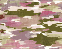 Italienischer Baumwollstretchstoff EMILIO, Camouflage, lila