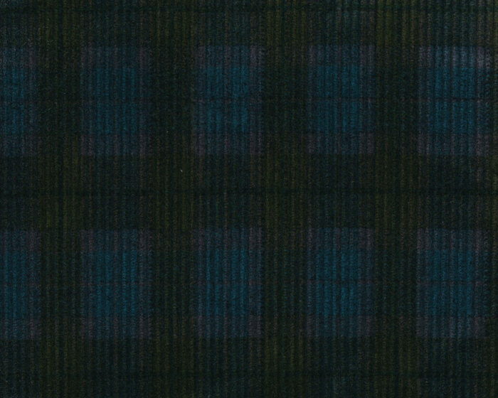 Italienischer Breitcordstoff ROLANDO, Karoprint, petrol-blau