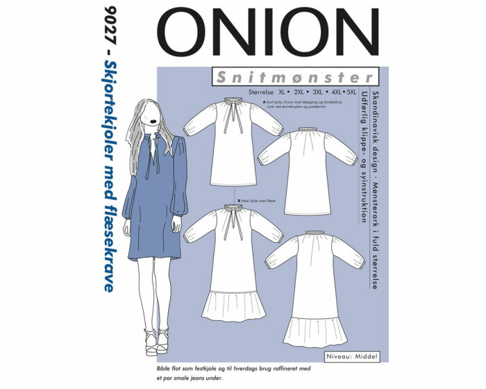 Hemdkleid mit Rüschenkragen, PLUSGRÖSSE Schnittmuster ONION 9027