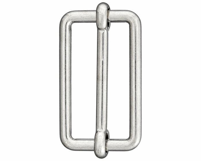 Leiterschnalle mit Steg aus Metall, Union Knopf silber 20 mm