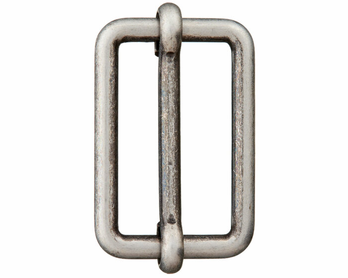 Leiterschnalle mit Steg aus Metall, Union Knopf altsilber 25 mm