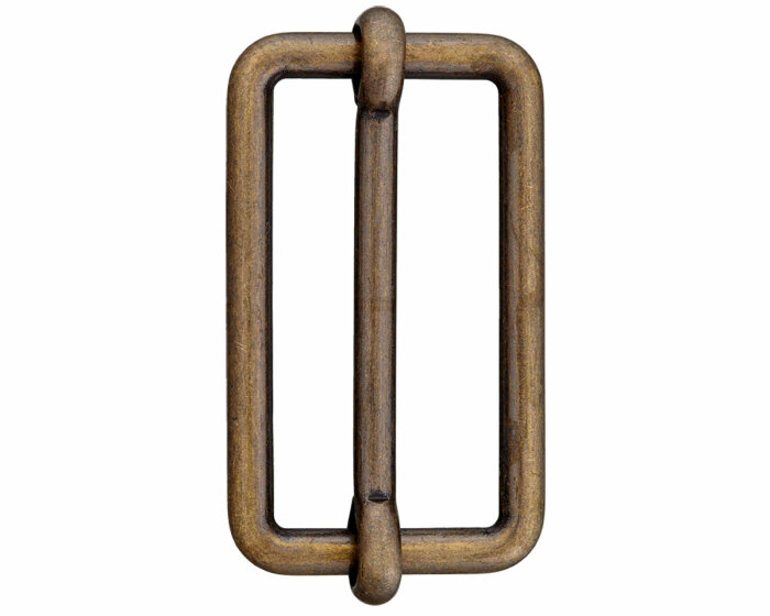Leiterschnalle mit Steg aus Metall, Union Knopf altmessing gold 20 mm