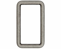 Rechteck-Ring aus Metall, Union Knopf altsilber 25 mm