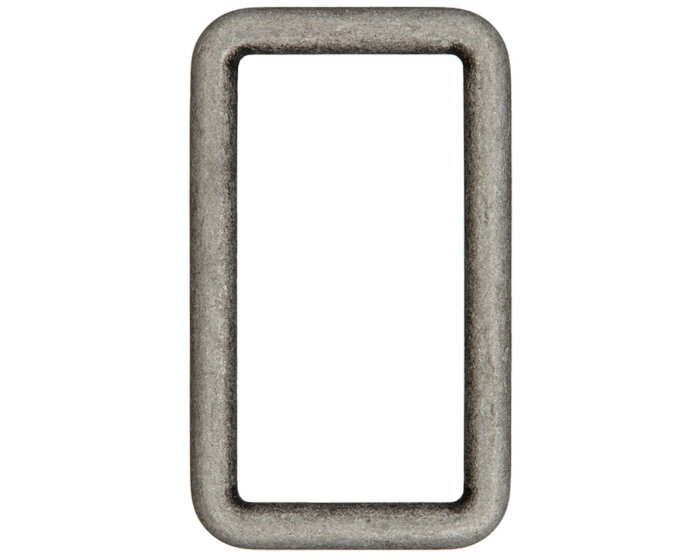 Rechteck-Ring aus Metall, Union Knopf altsilber 30 mm
